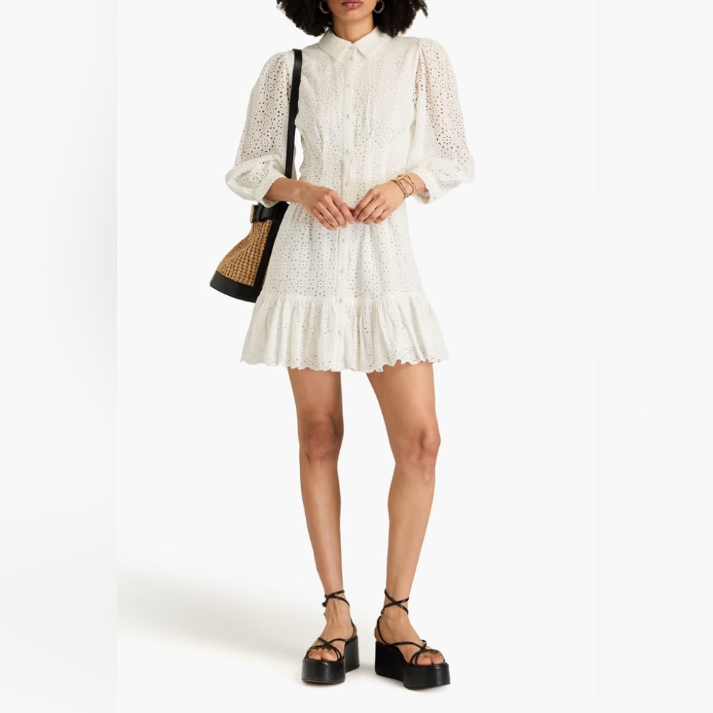 VERONICA BEARD Kylan broderie anglaise cotton mini shirt dress